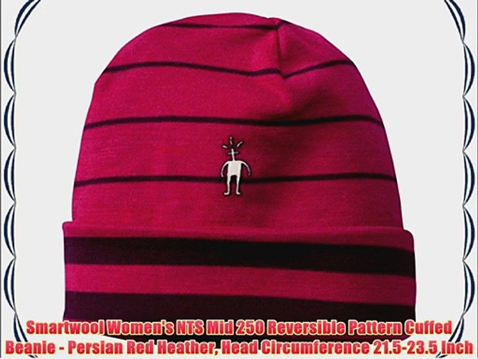 Smartwool Women's NTS Mid 250 Reversible Pattern Cuffed Beanie - Persian Red Heather Head Circumference
