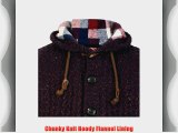 MENS FLANNEL LINED KNITTED JACKET HOODY - OX-BLOOD -MEDIUM