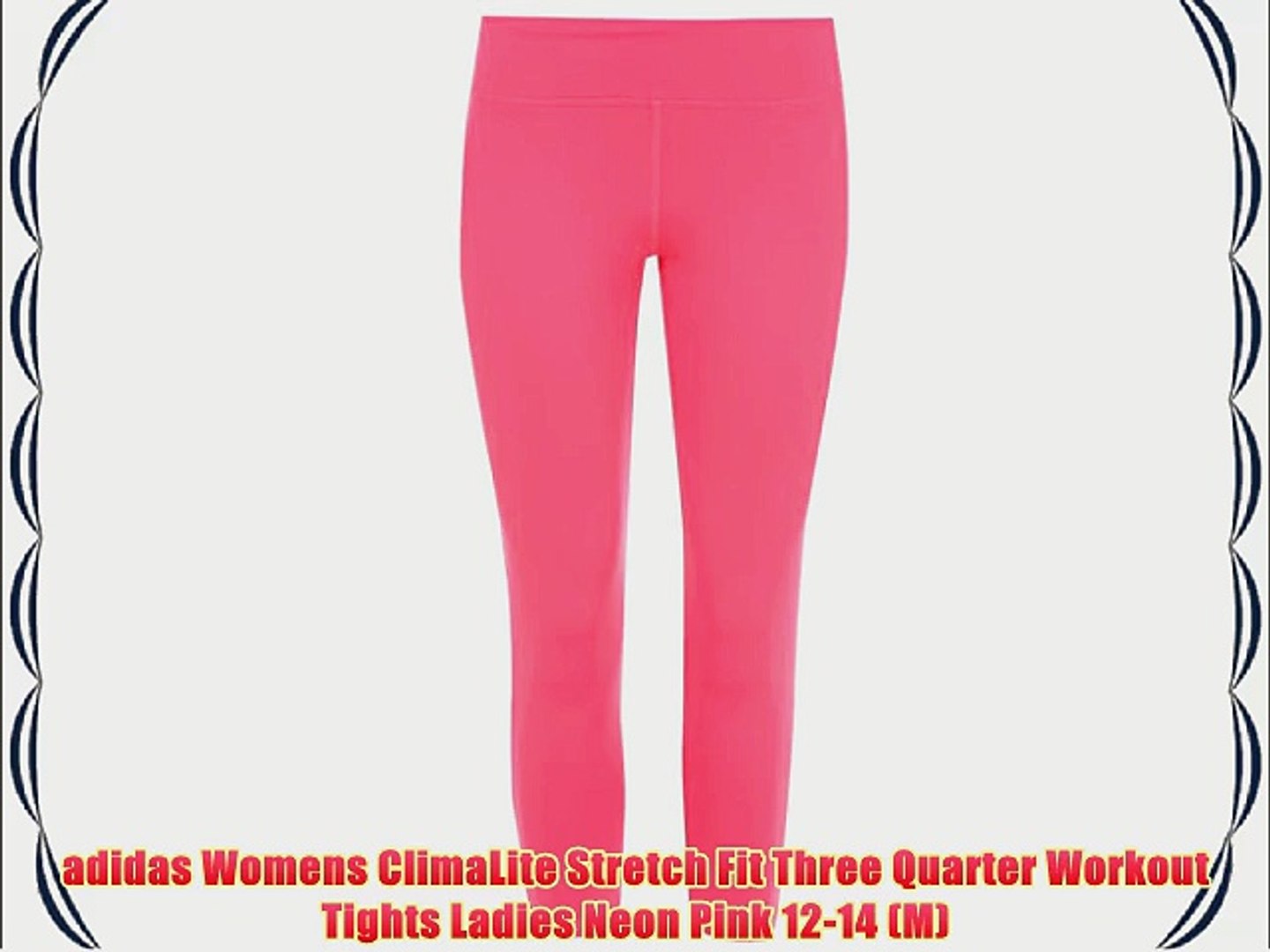 adidas Womens ClimaLite Stretch Fit Three Quarter Workout Tights Ladies  Neon Pink 12-14 (M) - video Dailymotion