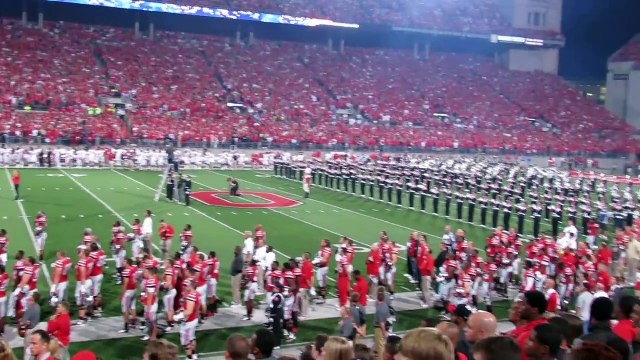 Ohio State Marching Band National Anthem at WI Game 9 28 2013 with overflight