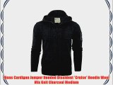 Mens Cardigan Jumper Hooded Dissident 'Cruise' Hoodie Wool Mix Knit Charcoal Medium