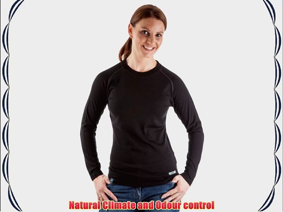 EDZ 200g Merino Long Sleeve Ladies Top Black 14