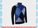 Glenmuir Mens Zip Neck Diamond Intarsia Golf Sweater Navy L