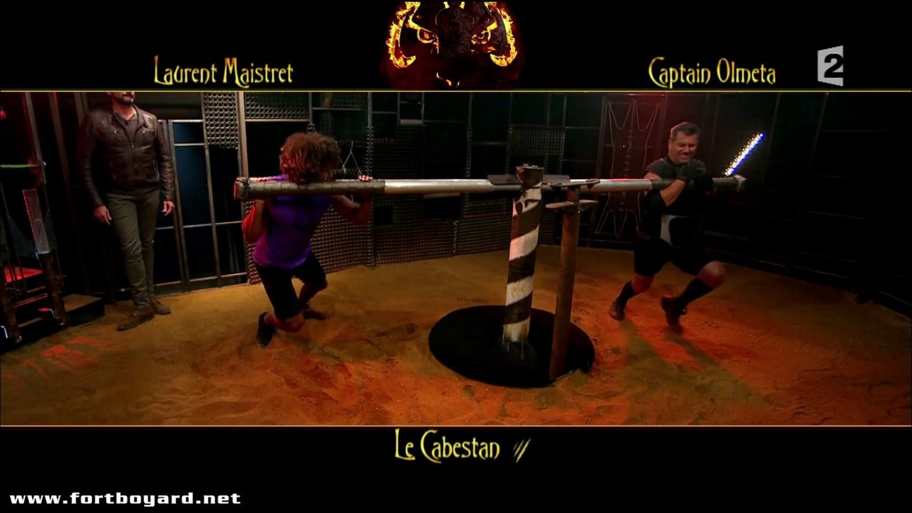Fort Boyard 2015 : duel du Cabestan entre Laurent Maistret et Captain Olmeta (émission du 4 juillet 2015)