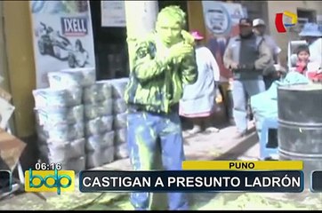 Puno: pobladores amarraron, golpearon y lanzaron pintura a supuesto ladrón