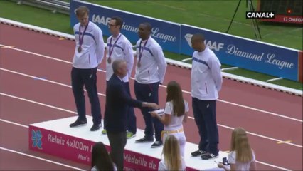 remise de la médaille de bronze des JO de Londres aux relayeurs français du 4x100m - DL Paris Saint-Denis (04-07-2015)