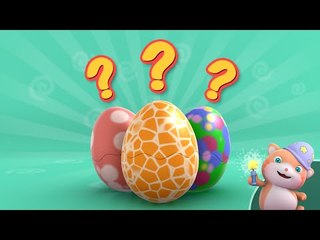 Learn English Words with Looi's Surprise Eggs | Animals | Turtle | Hedgehog | Chameleon