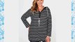 Yoursclothing Plus Size Womens Striped Hooded Top With Button Detail Size 30-32 Black