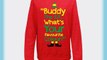 Batch1 Women's Buddy The Elf Whats Your Favourite Colour Fun Christmas Sweatshirt Jumper Red