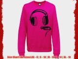 Batch1 Women's Headphones Dj Music Club Printed Sweatshirt Jumper Pink - XL