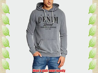 下载视频: edc by ESPRIT Men's Hooded Long Sleeve Hoodie Dark Washed Blue Small