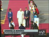 Ceremonia de bienvenida al papa Francisco en suelo ecuatoriano