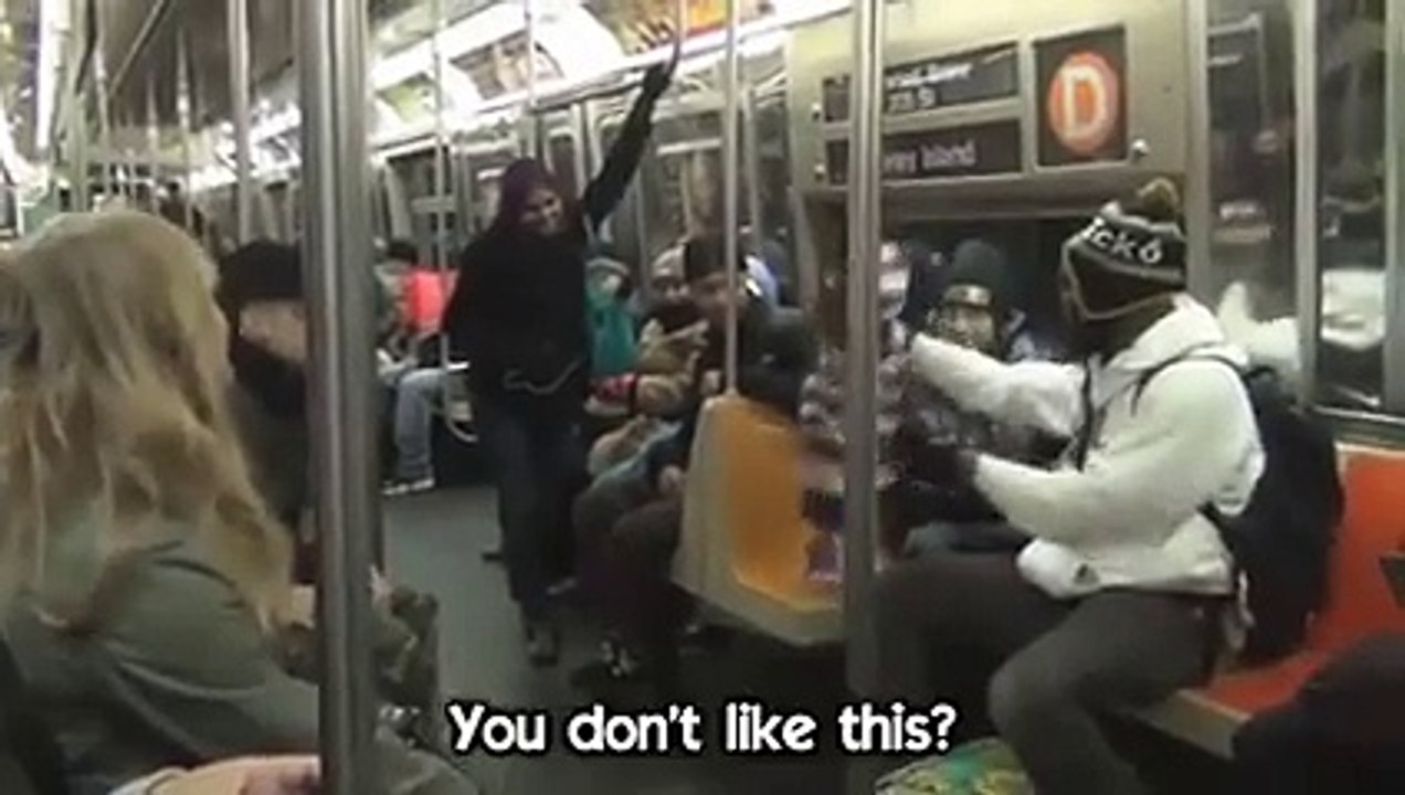 funny video in New York City subway train