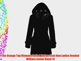 The Orange Tag Womens Belted Button Coat New Ladies Hooded Military Jacket Black 14