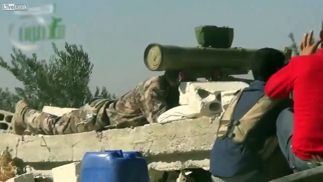 Konkurs ATGM destroys Syrian Army BMP with a direct hit