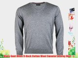 Mens Gant Mens V-Neck Cotton Wool Sweater in Grey Marl - L