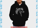 Personalised name diamante hooded sweatshirt xmas gift present half horse hoodie kids (Black)