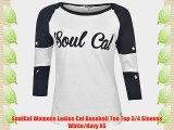 SoulCal Womens Ladies Cal Baseball Tee Top 3/4 Sleeves White/Navy XS