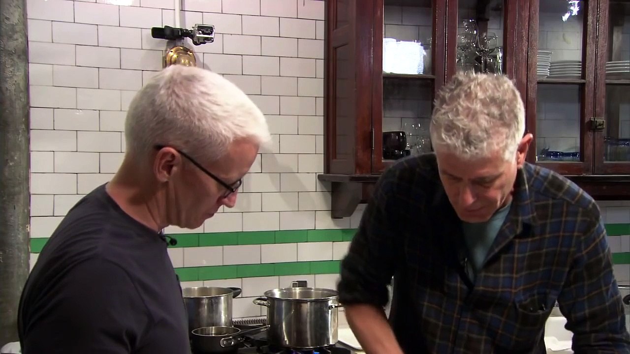 Anthony Bourdain and Anderson Cooper cook Sunday gravy