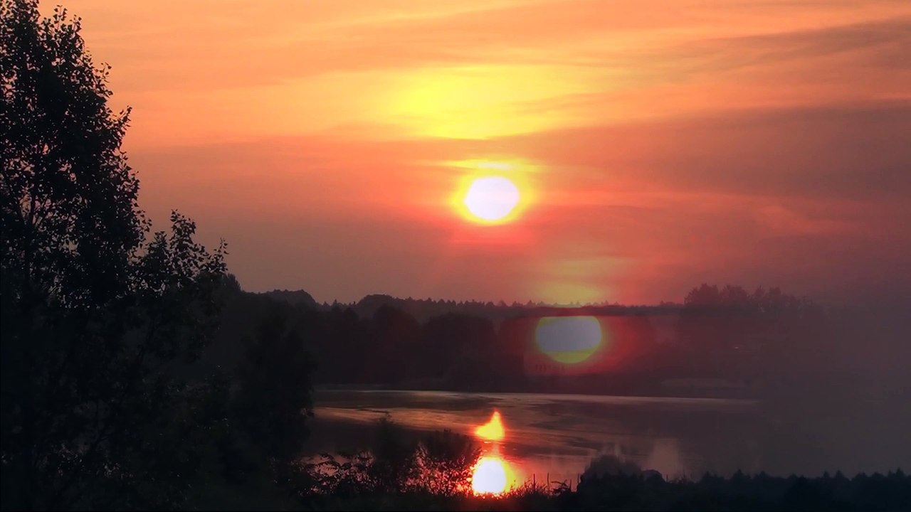 Sunset, lake lights time-lapse HD