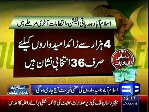 Dunya news: Candidates' final list for Islamabad LB polls to be displayed today