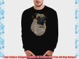 Wellcoda | Pug Face Cute Pet Dog Mens NEW Big Face Black Sweatshirt 3XL