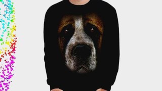 Wellcoda | Saint Bernard Big Dog Mens NEW All Over Black Sweatshirt 3XL