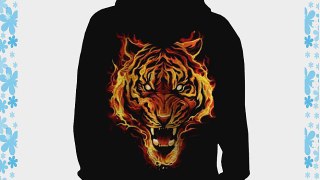 Wellcoda | Tiger Lion Flaming Mens NEW Wild Animal Black Hoodie Back 2XL