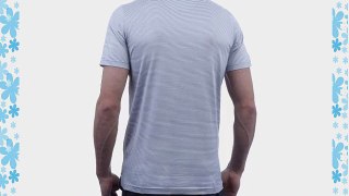 Glenmuir Men's 100% Mercerised Cotton Fine Stripe Golf Polo Shirt-Mercury/White-Medium