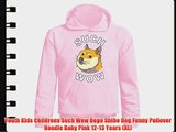 Youth Kids Childrens Such Wow Doge Shibe Dog Funny Pullover Hoodie Baby Pink 12-13 Years (XL)