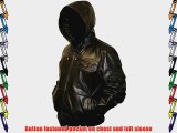 Mens Black Hooded Hoody Leather Jacket - 2XL