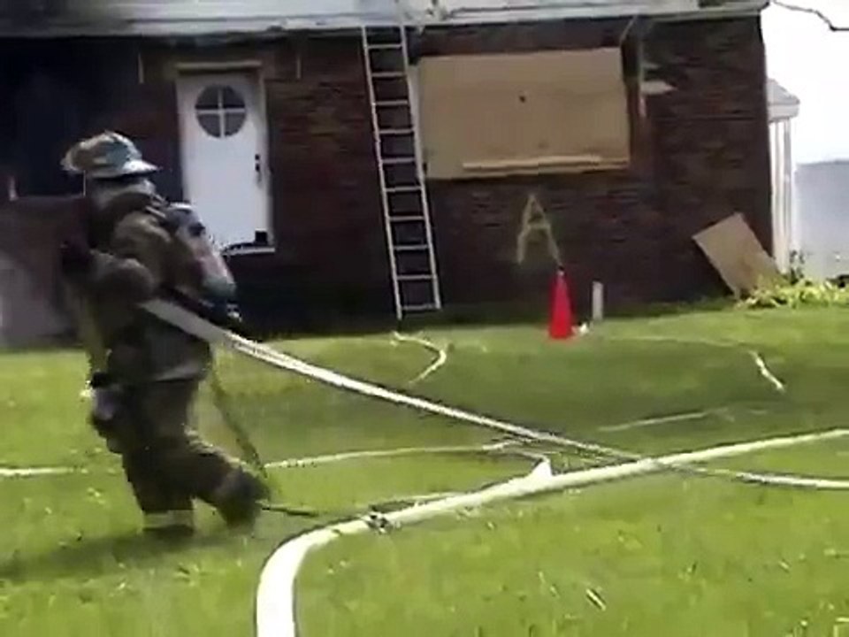 funny firefighter in training
