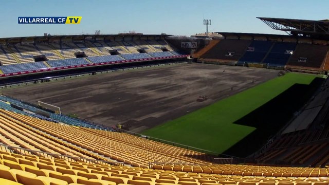 Así fue la instalación del nuevo césped en El Madrigal