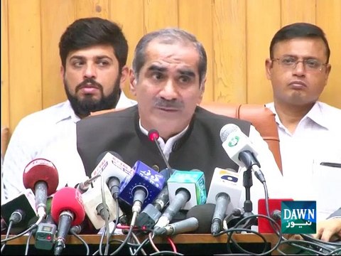 Khawaja Saad Rafique speaking with media