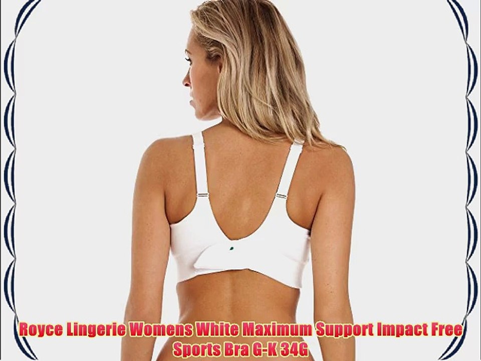 Royce Lingerie Womens White Maximum Support Impact Free Sports Bra G-K 34G