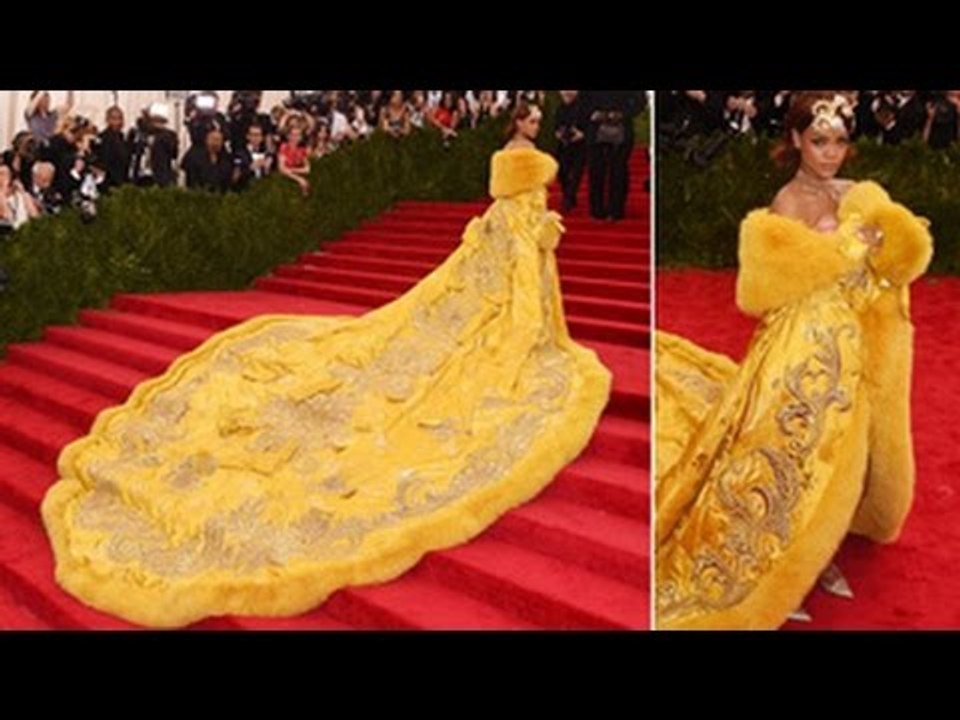 Rihanna’s Hilariously Enormous Yellow Gown Steals The Show At 2015 Met Gala