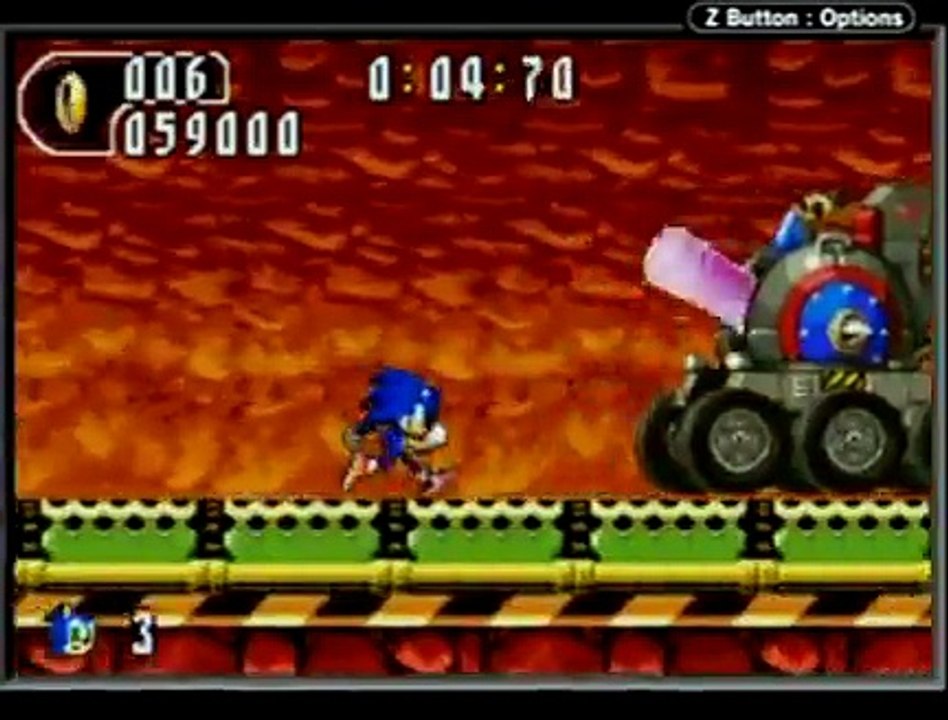 Sonic Advance 2 (GBA) - Hot Crater Boss, Sonic (6/15/09) (game over)
