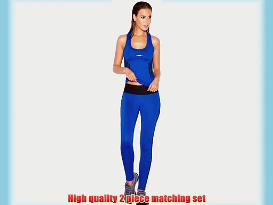 Haby Womens Yoga Wear Running Tank Top Leggings Blue Large #61302-303BLUE