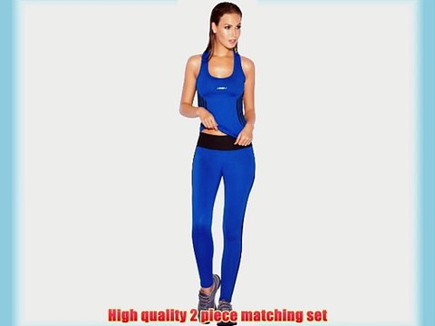 Haby Womens Yoga Wear Running Tank Top Leggings Blue Large #61302-303BLUE