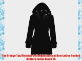 The Orange Tag Womens Belted Button Coat New Ladies Hooded Military Jacket Black 20
