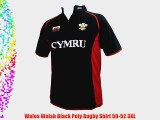 Wales Welsh Black Poly Rugby Shirt 50-52 3XL
