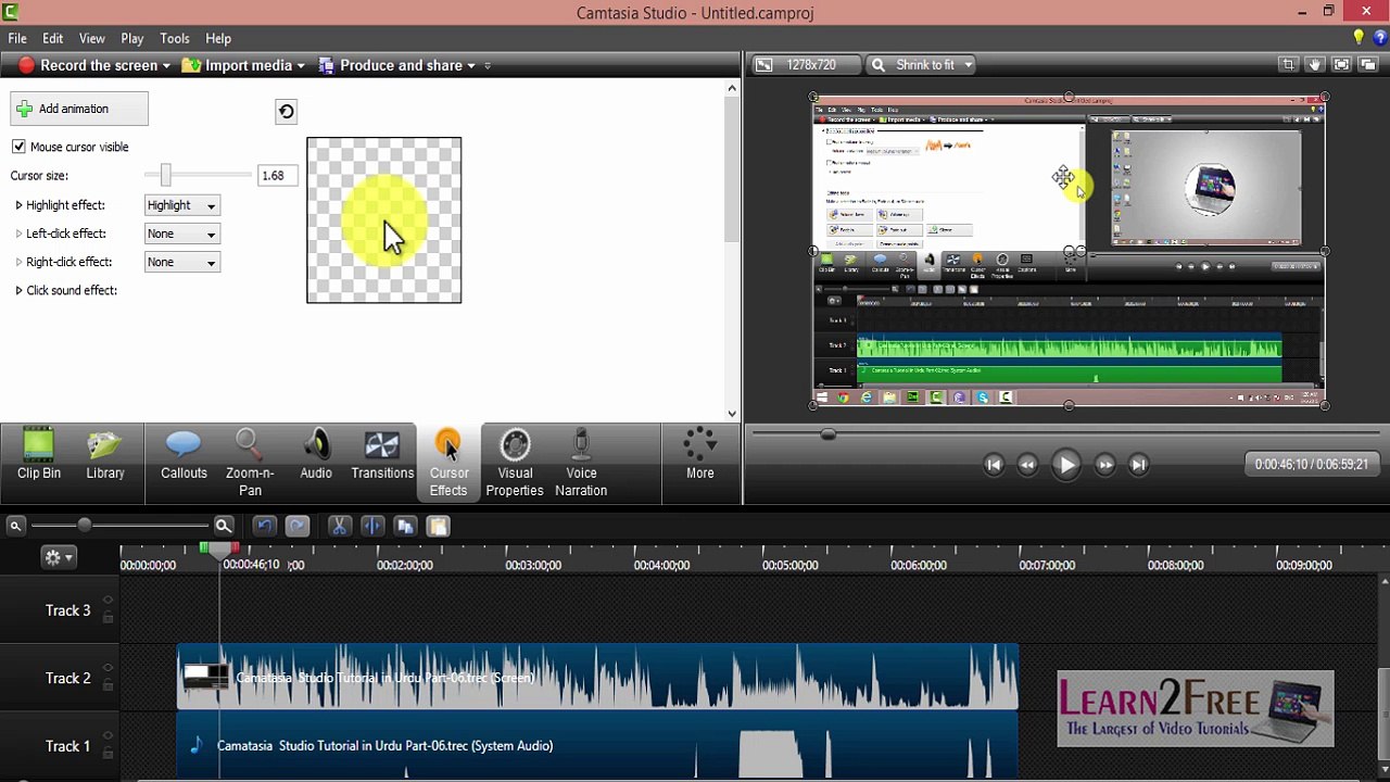 Camatasia  Studio Tutorial in Urdu Part-07