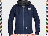 Mens Crosshatch Faux Fur Lined Branded Hoodie Navy Marl XL