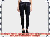 True Religion Women's Zipper Fleece Relaxed Sports Trousers Jet Black Size 12 (Manufacturer