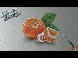 How I draw a mandarin orange - realistic drawing