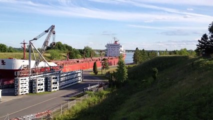 Time-lapse HD Ships St Lawrence Seaway Iroquois Locks Canada Steamship Lines, Algosea