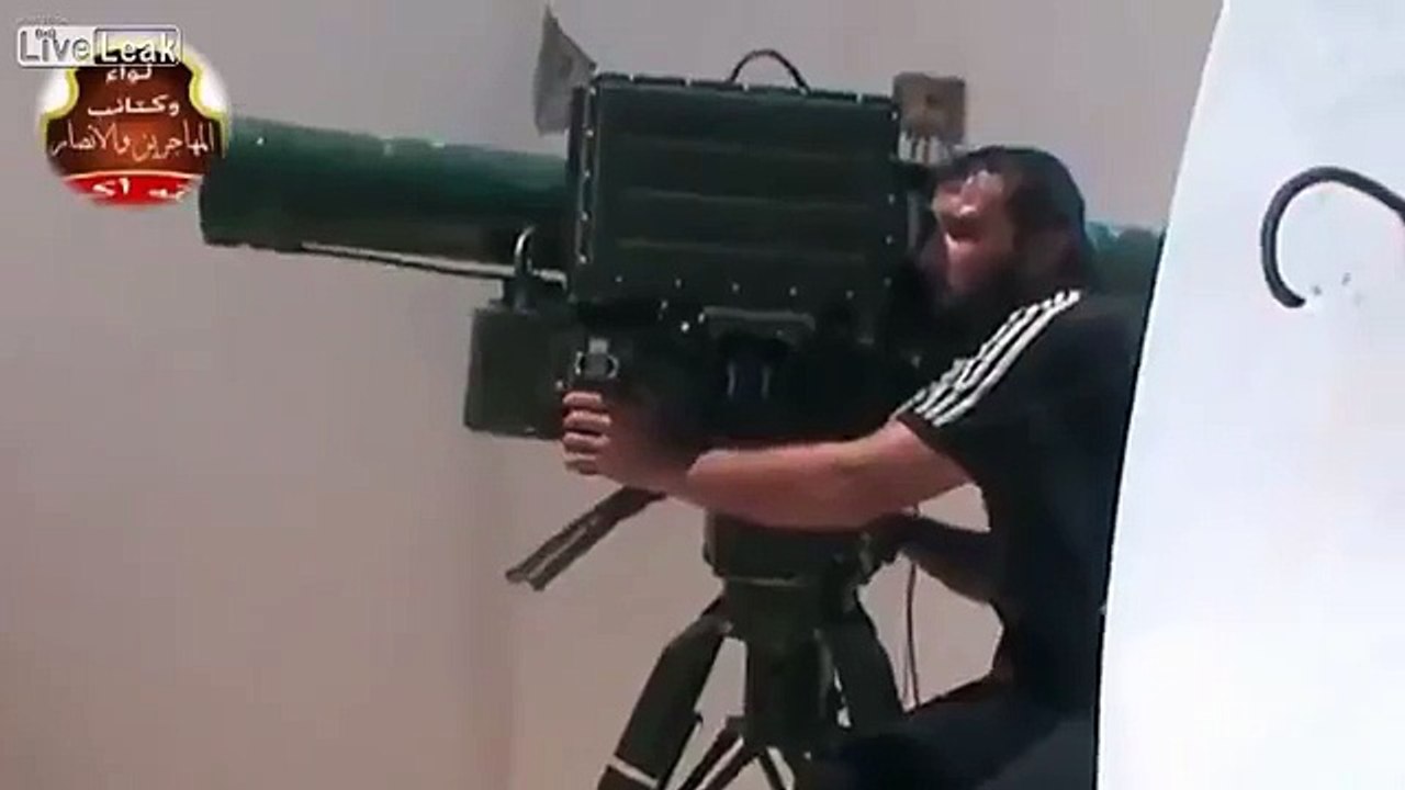 Syrian Rebels Fire Chinese made HJ-8 ANTI TANK MISSILE