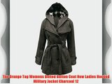 The Orange Tag Womens Belted Button Coat New Ladies Hooded Military Jacket Charcoal 12