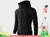 H2H Mens Causal High Neck Hoodie Zip-up With Double Zipper Details CHARCOAL Asia M (KMOHOL013)