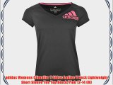 adidas Womens Climalite T Shirts Ladies V Neck Lightweight Short Sleeve Tee Top Black/Pink
